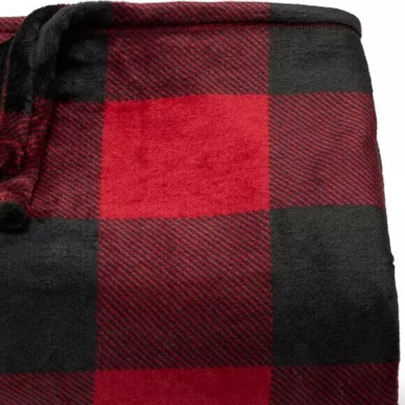 Buffalo Plaid Blanket Red Black 72" NWT - Picture 4 of 6